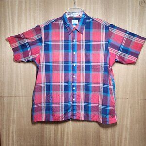 Arrow Sport Size XL Extra Large Short Sleeve Red Paid Shirt Button up Do…